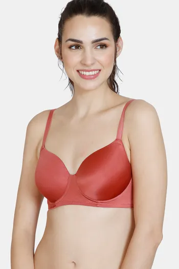 Buy Zivame Soft n Sheen Padded Non Wired 3/4th Coverage T-Shirt Bra - Dusty Cedar